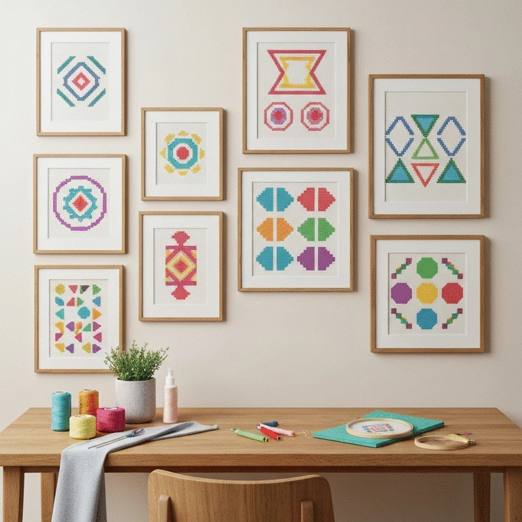 simple geometric cross stitch patterns for wall art